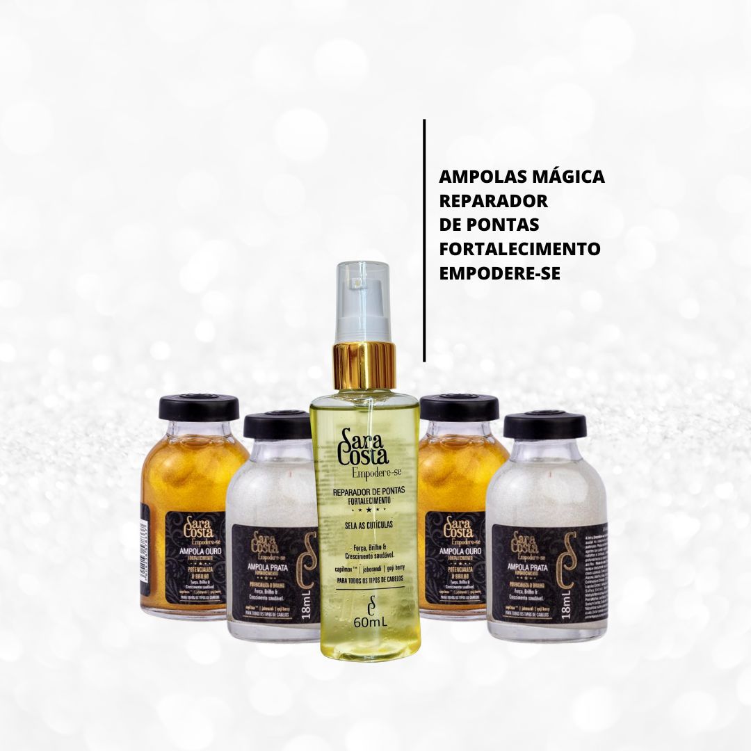 Kit 8 Reparador de Pontas + Ampola Prata + Ampola Ouro